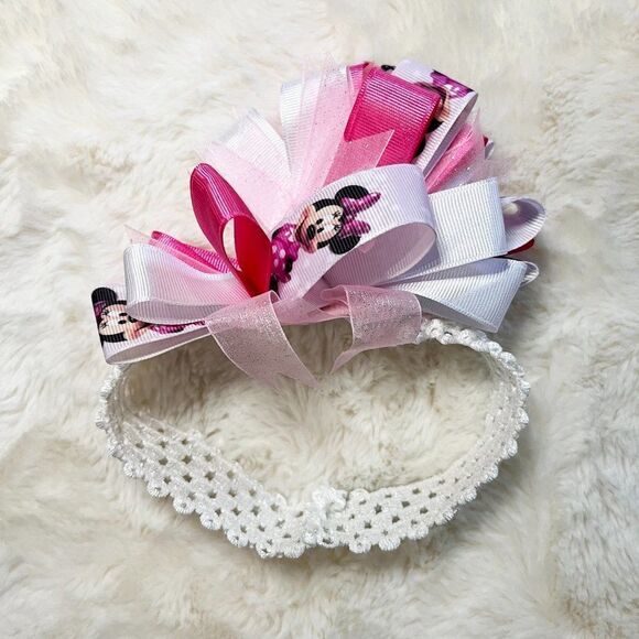 🔮 5/$25‎ Handmade Disney Minnie Mouse Bow & Headband - Picture 2 of 8